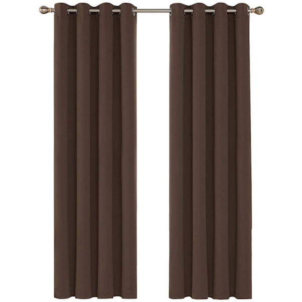 Sæt med 2 mørklægningsgardiner, termiske gardiner, uigennemsigtige gardiner til soveværelset med øjer, 96 x 52 tommer (H x B), chokoladefarve