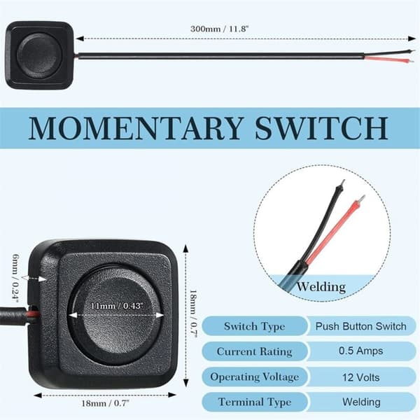 8 Mini Momentary Push Button On/Off Switches 12V/24V, Surface Mounted, Easy Installation for Electronic Experiment