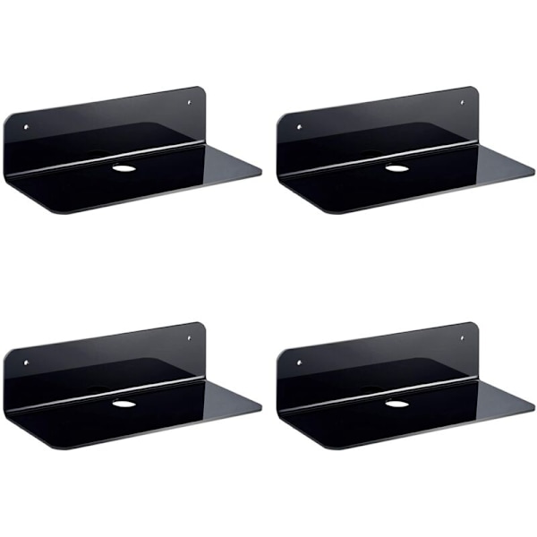 4Pcs Acrylic Floating Wall Shelves, Flexible Use Wall Space, Smart Speaker Adhesive Shelf Black