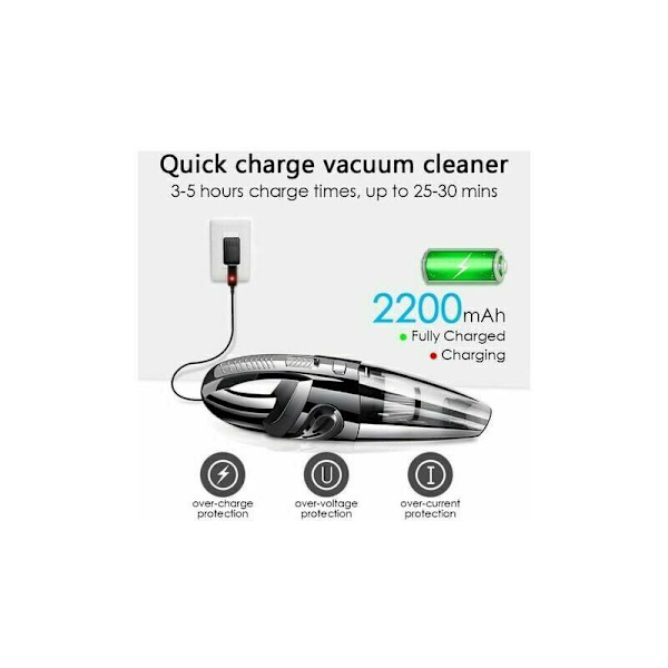 -Tehokas kannettava langaton käsi-imuri 120W 2200mAh märkä- ja kuivaimutoiminnolla Pestävä HEPA-suodatin ja 5 suutinta Ladattava kotiin, T