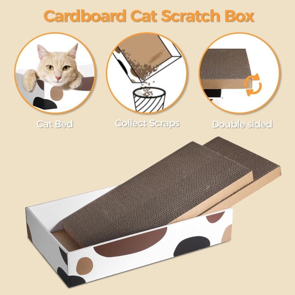 Cat Scratcher Kartong, 3 lager Design Kitty Cat Scratch Pad Återvinning Corrugate Scratcher Cat Scratch Bed Långvarig Vändbar