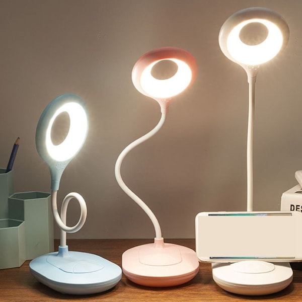 Led skrivbordslampa tryck dimning ögonskydd student kontor sovsal laddning lärande barnrumslampa B