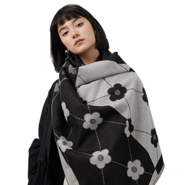 Vinter varm sjal elegant blommig kashmirscarf 180*65cm