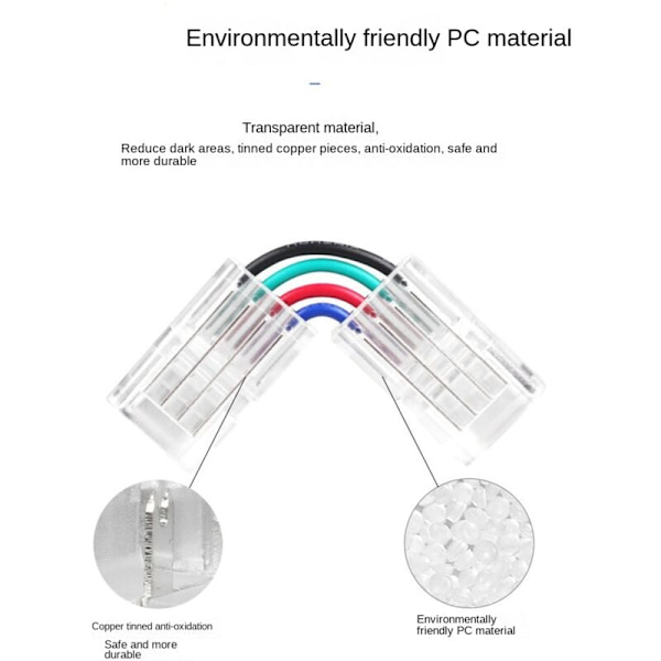 10 stk L-formede 4-benede LED-stik 10mm loddefri adapter stik til 5050 RGB LED-strimmel