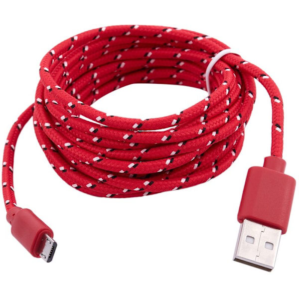 Universell USB Mini / 10FT Mini Nylon Net Armor Datakabel för Galaxy S6 Röd