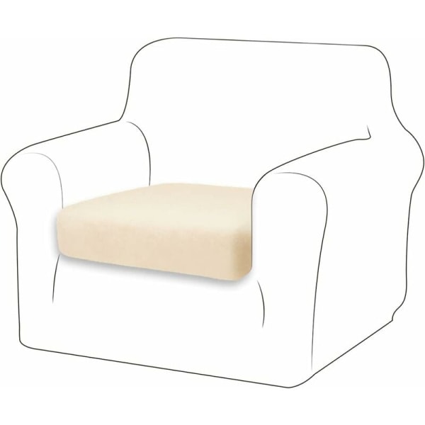 Sammetskuddeöverdrag Soffa Kudde Möbelskydd Överdrag Soffa Sitsöverdrag för Soffa 1-sits Sammetskuddeöverdrag för Stol (Elfenbensvit)