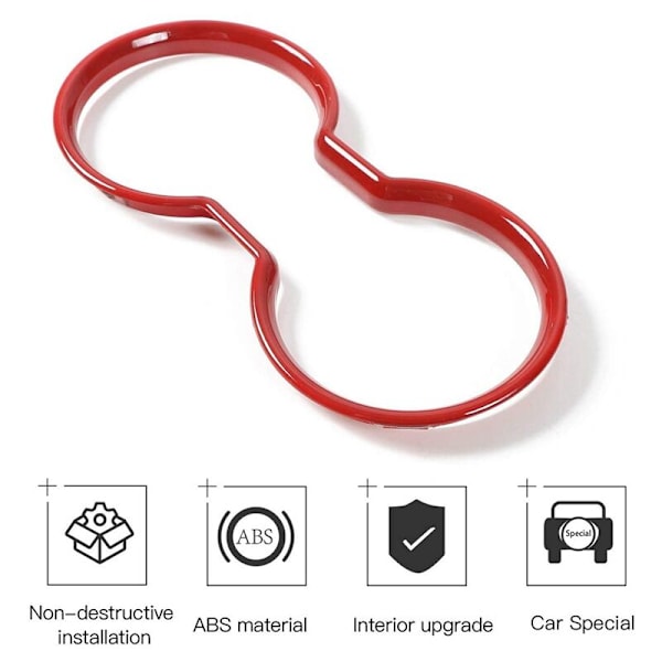 JK Koppholder Trim Deksel ABS Interiør for Wrangler JKU & Unlimited 2010-2017 (Rød)