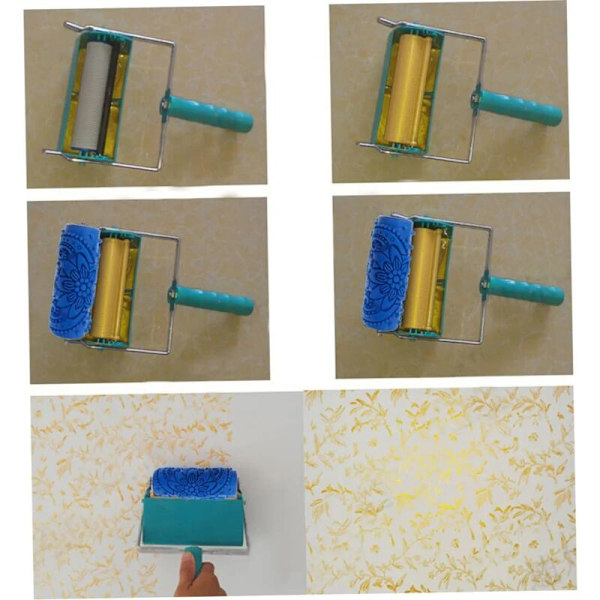 Rullningsmönster Rulle，1PCS Gummi Gnidningsfärg Rulle Diy Set för Dekorativa Textur Rullar för Väggmålare