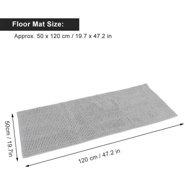 50x120cm Soft Anti-Slip Silver Gray Floor Mats for Kitchen Bedroom Bathroom