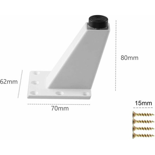 4 stk. møbelben, skrå møbelben i metalaluminium, sofa ben udskiftning til skab sofa bord kommode, monteringsskruer inkluderet, hvid