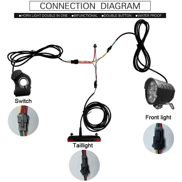 Ebike Switch DK240 med QD168 Frontlykt DR001 Baklykt Advarsel Blinklys Ebike Tilbehør