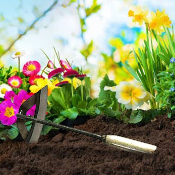 Hage Rake, Plen Rake Helt I Stål Hul Hacke Håndholdt Luking Rake Grønnsak Planting Jordbruks Spade Verktøy 3016cm-DENUOTOP