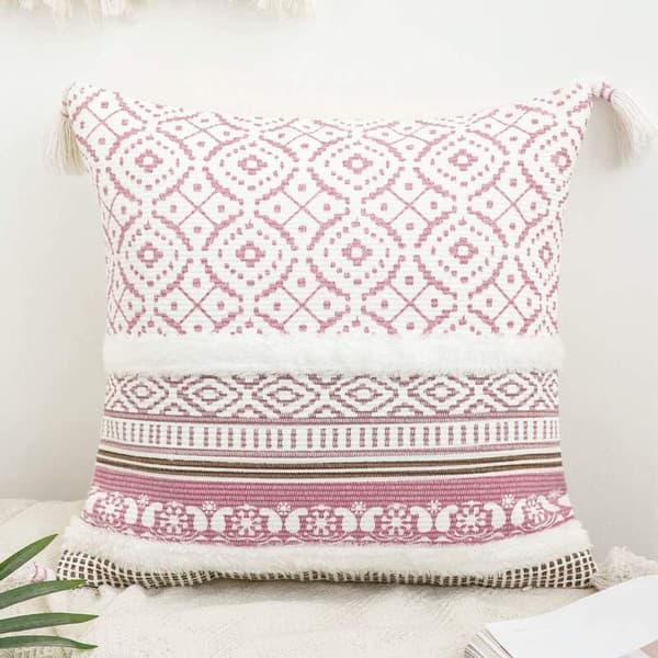 Boho kuddfodral dekorativt marockanskt kuddfodral med tofsar mjukt modernt kuddfodral för soffa sovrum,