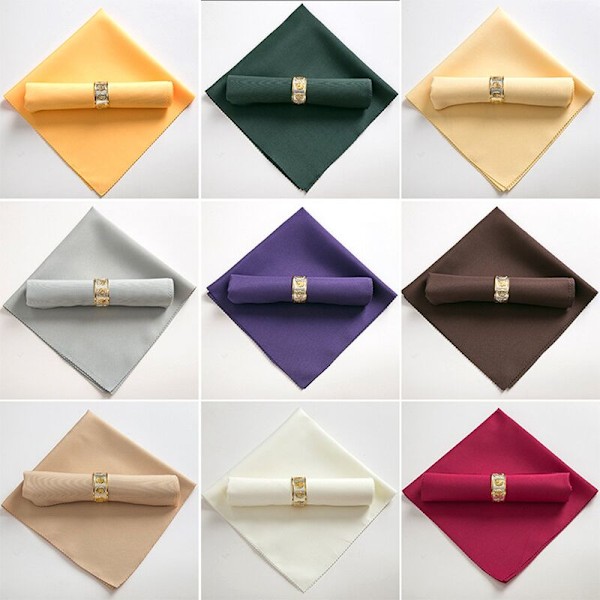 Set med 10 polyestertygsservetter 48 x 48 cm för restaurang, middag, blå.