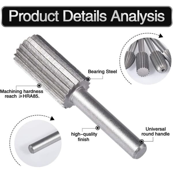 6 stk. Wolfram Rotary Burr Sæt Dobbelt Snit 6mm Wolfram Skaft Filing/Gravering/Slibning Bits til Roationsværktøjer