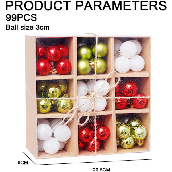 99 kpl Joulukuulat 3cm Joulukuusi Koriste Mini Ripustuskuulat Koristeet Joulukuusi Joulukuulat Seppele Garland Koristeloma Hää