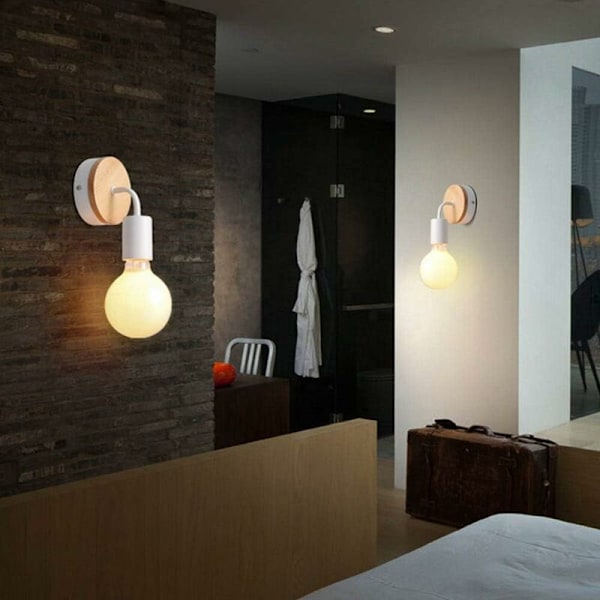 Liten Trävägglampa Modern Enkel Vägglampa Industriell Trävägglampa Heminredning, Svart
