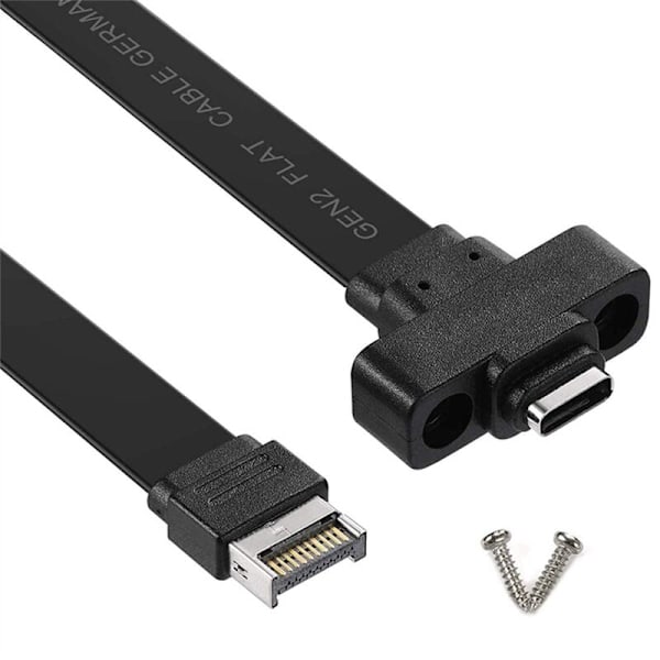 50cm USB 3.1 -etupaneelin jatkokaapeli, tyyppi E - tyyppi C, Gen 2 (10 Gbps) sisäinen sovitinkaapel, 2 ruuvilla