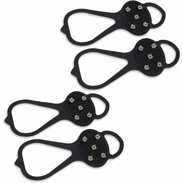 2 Par Ikke-Skliende Gripper Pigger, Is Grippers Trekkfeste Pigger Snøsko Pigger Griper Stegjern med 5 Stål Pigger - S