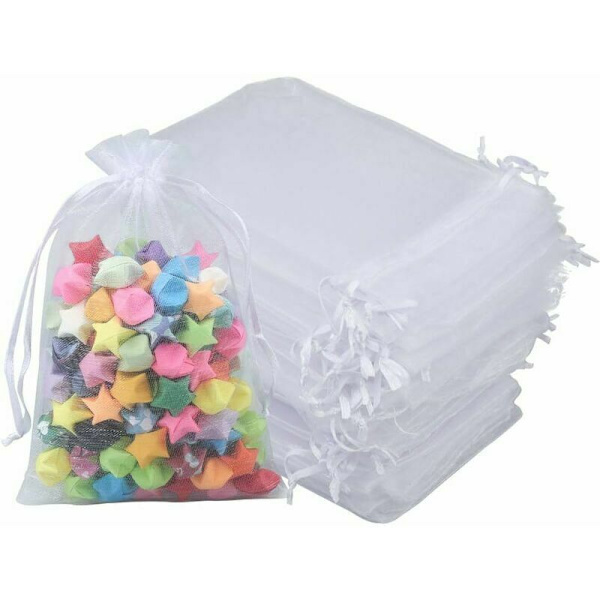100 kpl Valkoisia Organza-pusseja 7x9cm Organza-lahjapusseja Korupusseja Hääpusseja Laventelipusseja Hääsuosioita