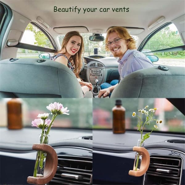 Bil blomst vase luftventil klips, 2 stk bil træ blomst, til pynt