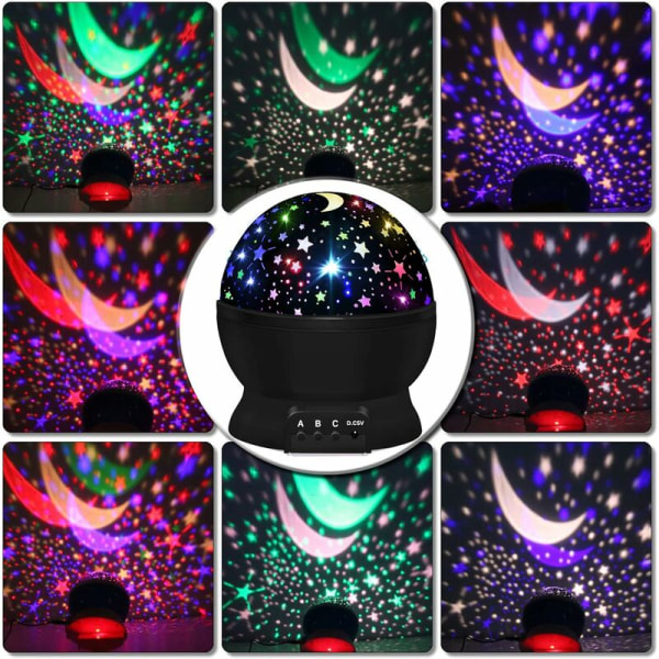 Stjärnprojektor LED-nattlampor för barn 1-10, 360° roterbar stjärnprojektor, 8 färger 3 belysningslägen för barn sovrum LED dekorativ lampa födelsedag
