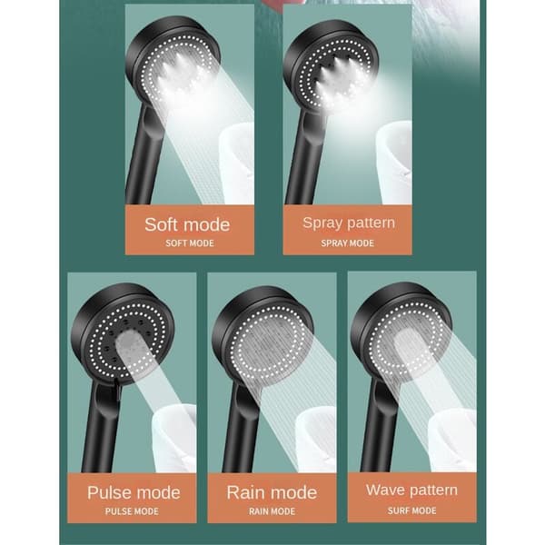 5 moduser justerbar dusjhode energisparende dusjhode massasjedusjhode for baderomstilbehør