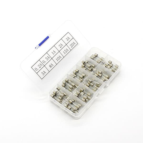 100 stk. 5X20 mm 0,2A-20A assorterede sæt af sikringer med blæst glasrør