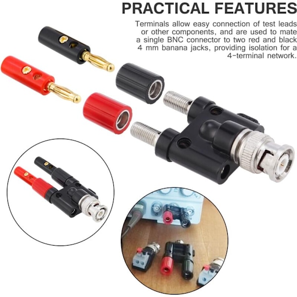 BNC Han-stik til Dobbelt 4mm Bananstik Adapter Audio Stik Audio Connector 2 stk