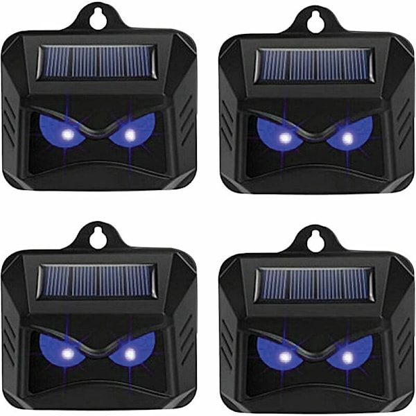 Solcellsdriven avskräckare mot vilda djur som tvättbjörnar, rådjur, rävar, vildsvin etc. - 4 effektiva avskräckare med blått LED-ljus
