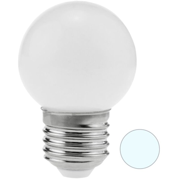 Klotformad LED-lampa E27 1,5 W med 6400 K kallt ljus 43 x 70 mm
