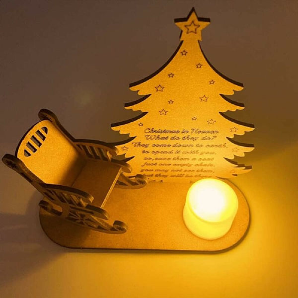Træ Julemindelys Ornamenter, Juleparadis Gyngestol med LED Te Lys, til at Mindes Dine Kære Juler på Skrivebordet
