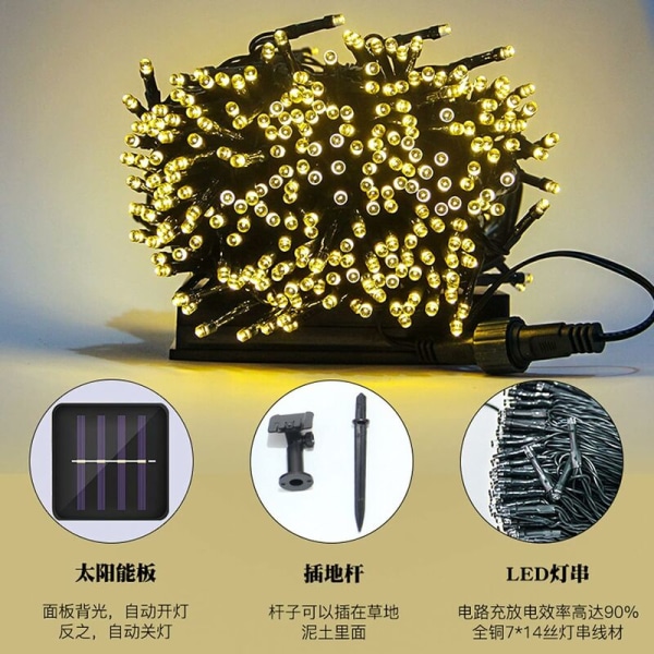 Solar Fairy Light Outdoor Waterproof LED Fairy String Light Garland Christmas Party Wedding Decoration Light-12M100LED