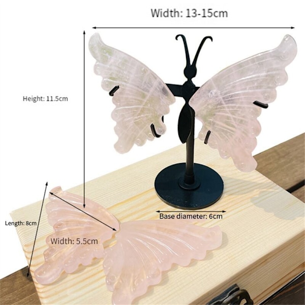 Elegant Naturlig Krystal Sommerfuglevinge Ornament Bryllup Gunst Souvenir Renaissance Transform Symbolsk Helbredende Ædelsten A