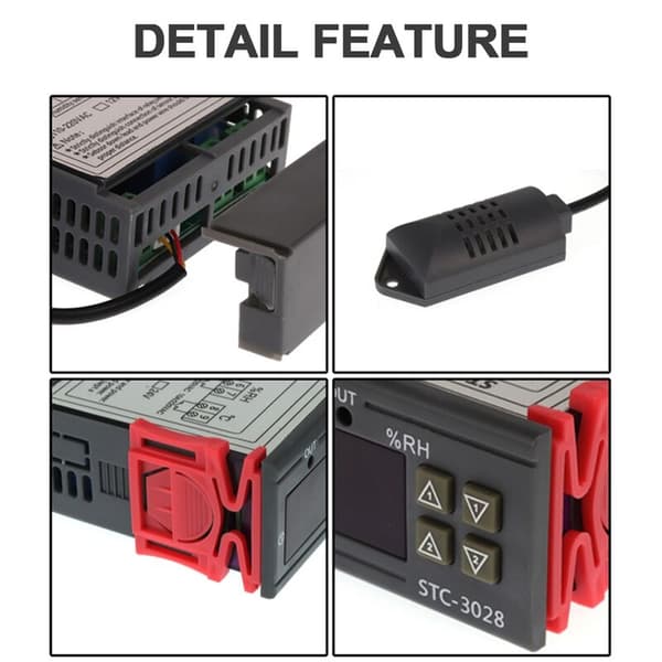 DC 12V Dubbel Digital Termostat Temperatur Fuktighetskontroll Termometer Hygrometer Inkubator Controller STC-3028