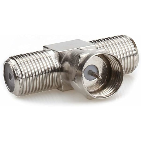 Type Han til 2 Hun 3 Vejs Koaksialkabel Splitter Konnektor Adapter, f-stik indendørs TV-antennekabel stik - 2-pak