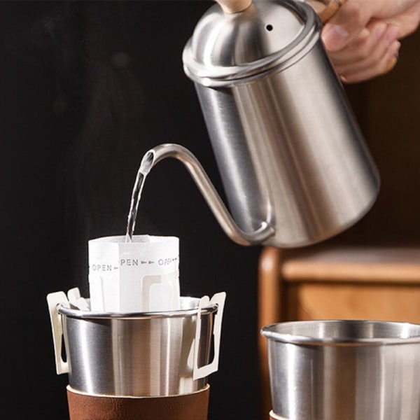 650ml Tjockare Rostfritt Stål Svanhals Pip med Trähandtag Kaffe Hushåll Camping Tekanna