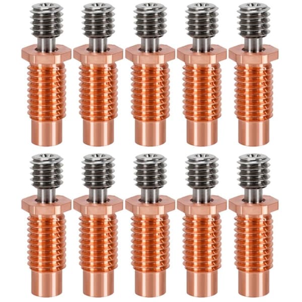 10 stk Skriverdyse Varmekutter Hals for Kobber Varmeblokk -V6 1,75 mm V6 Hotend