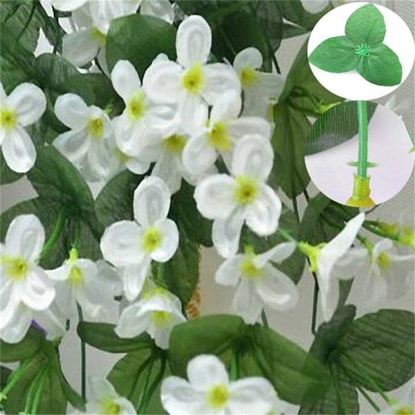Kunstig Vinstok Hængende Realistisk Bryllupsdekoration, Romantisk Kunstig Plante Dekorativ Blomst Vindue Ornament Vægge Falsk Blad Simulering Hvid 2P