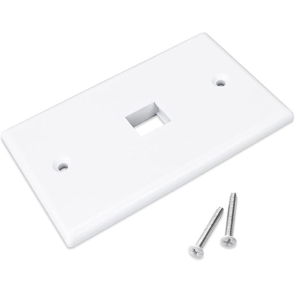 Pakke med 10 1-porters Keystone Jack veggplater, lavprofil Ethernet veggplater enkle veggplater for Keystone Jack hvit