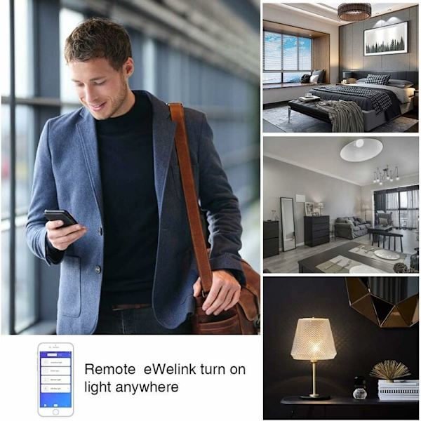 WiFi Smart Switch Intelligent Universal Trådløs Fjernbetjening Stemmestyring med Timer DIY Switch 2.4G WiFi Fjernbetjening Afbrydere Kompatibel med Alexa,