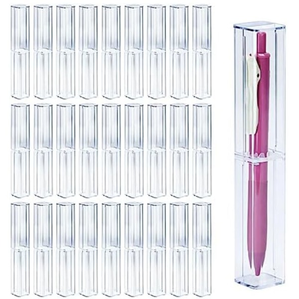 25 Pieces Clear Acrylic Pencil Case, Empty Reusable Pen Gift Box Plastic Pen Storage Container Pencil Packaging Box Set