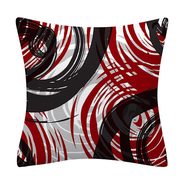 4-pak putetrekk 45x45cm, rødt og svart geometrisk mønster dekorativ putevar i bomull og lin for sofa seng stol hage