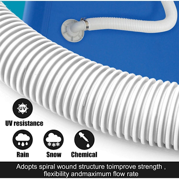 2 kpl Premium PVC Uima-altaan Suodattimen Vaihtoletkua, 1,25 x 59 tuumaa, Liima-teipillä, Sopii Kaikkiin Suodatinpumppuihin 330 Gph, 530 Gph ja