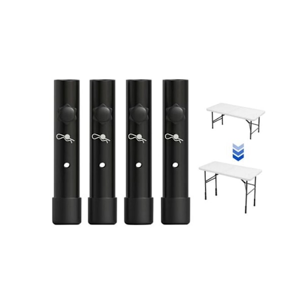 Sett med 4 bordbeinextensjoner for sammenleggbare bord for bøyde og rette bein, justerbare sammenleggbare bordbeineforhøyere, for høyde (19,8 cm) - RWProtec