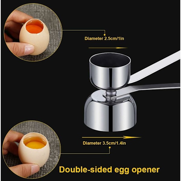Egg Cup Set, Rustfritt Stål Egg Cup Holder og Dobbeltsidig Lokk Åpner Cracker Stor Påske Egg Cup