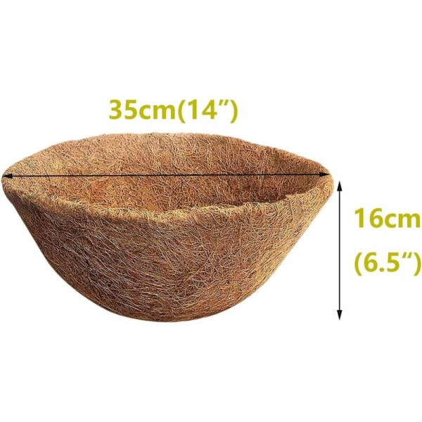 Set of 2 Natural Coconut Fiber Liner for Flower Pot 35cm Hanging Basket for Flower Pots Coconut Fiber Replacement for Planter