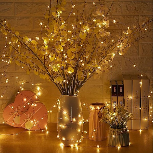 LED-ljusslingor, 20 LED 2M Kopparljusslingor, Batteridrivna Ljusslingor, Varmvit Atmosfärsbelysning, Batteridrivna Mini LED-ljusslingor, Mini