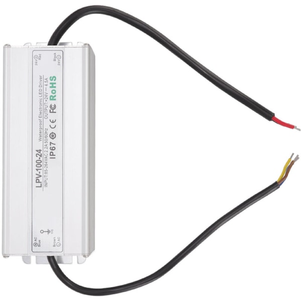 IP67 Vattentät Konstant Spänning Strömadapter Transformator LED-drivrutin 100W 24V 4.5A
