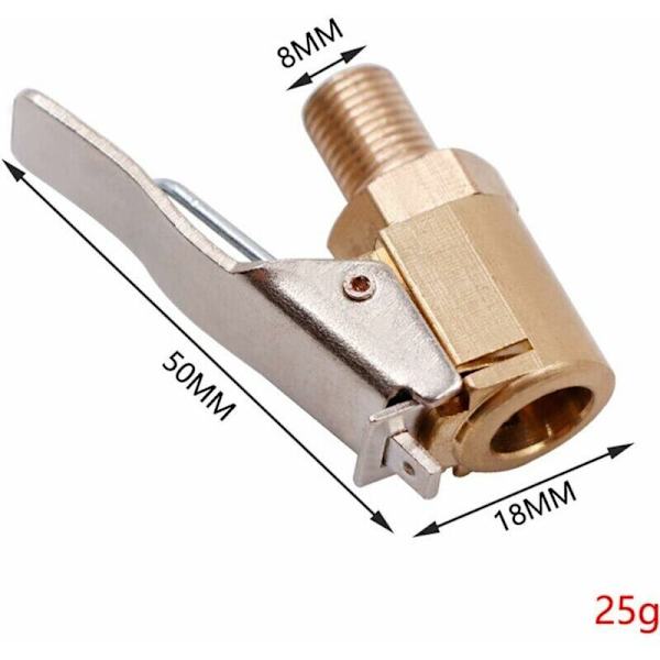 2-delt bilventil-adapter, 8 mm messingspids pumpeventil-inflationsventil-klemme-stikadapter til bil- eller lastbilhjul